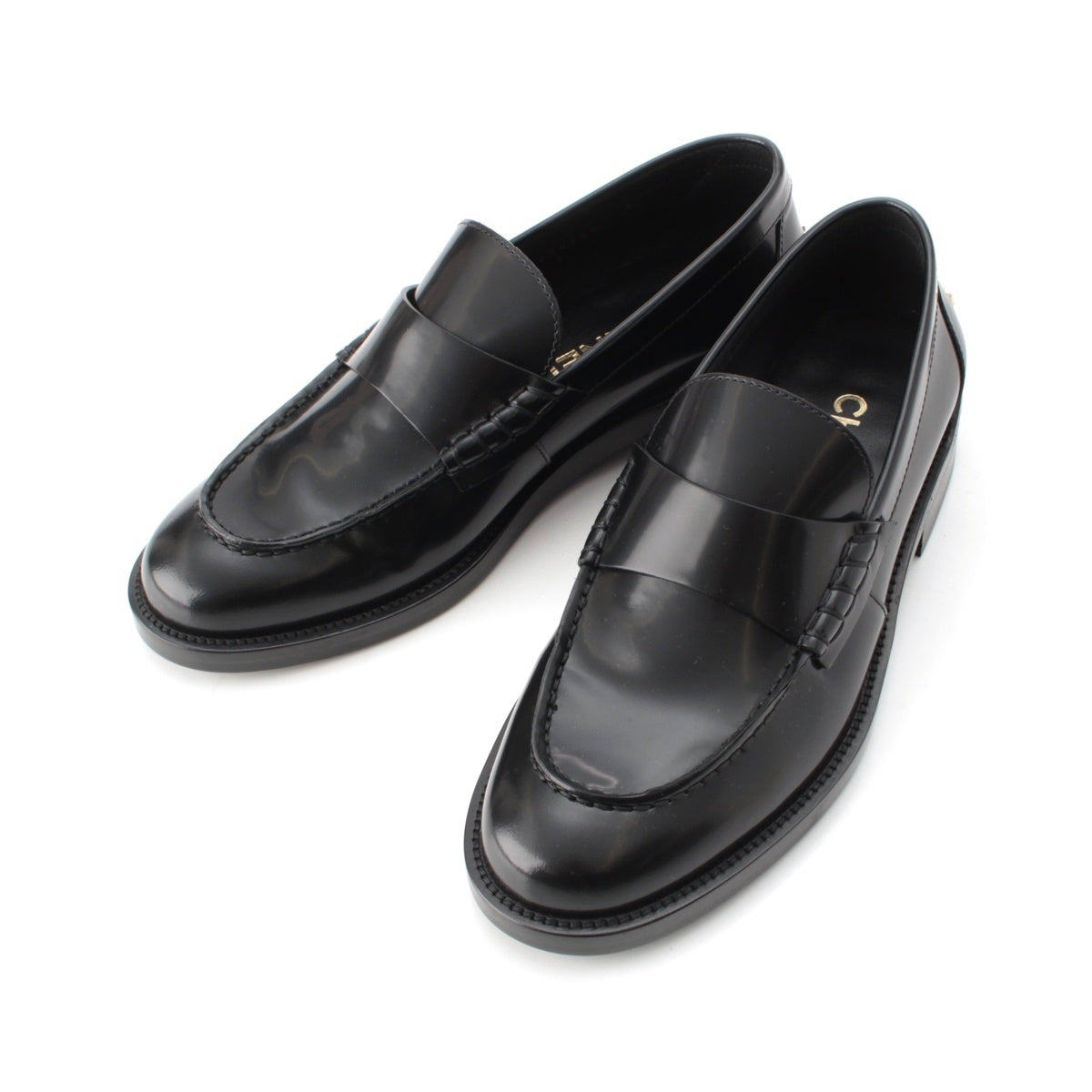 CHANEL Back logo loafers shoes G39190 black 38