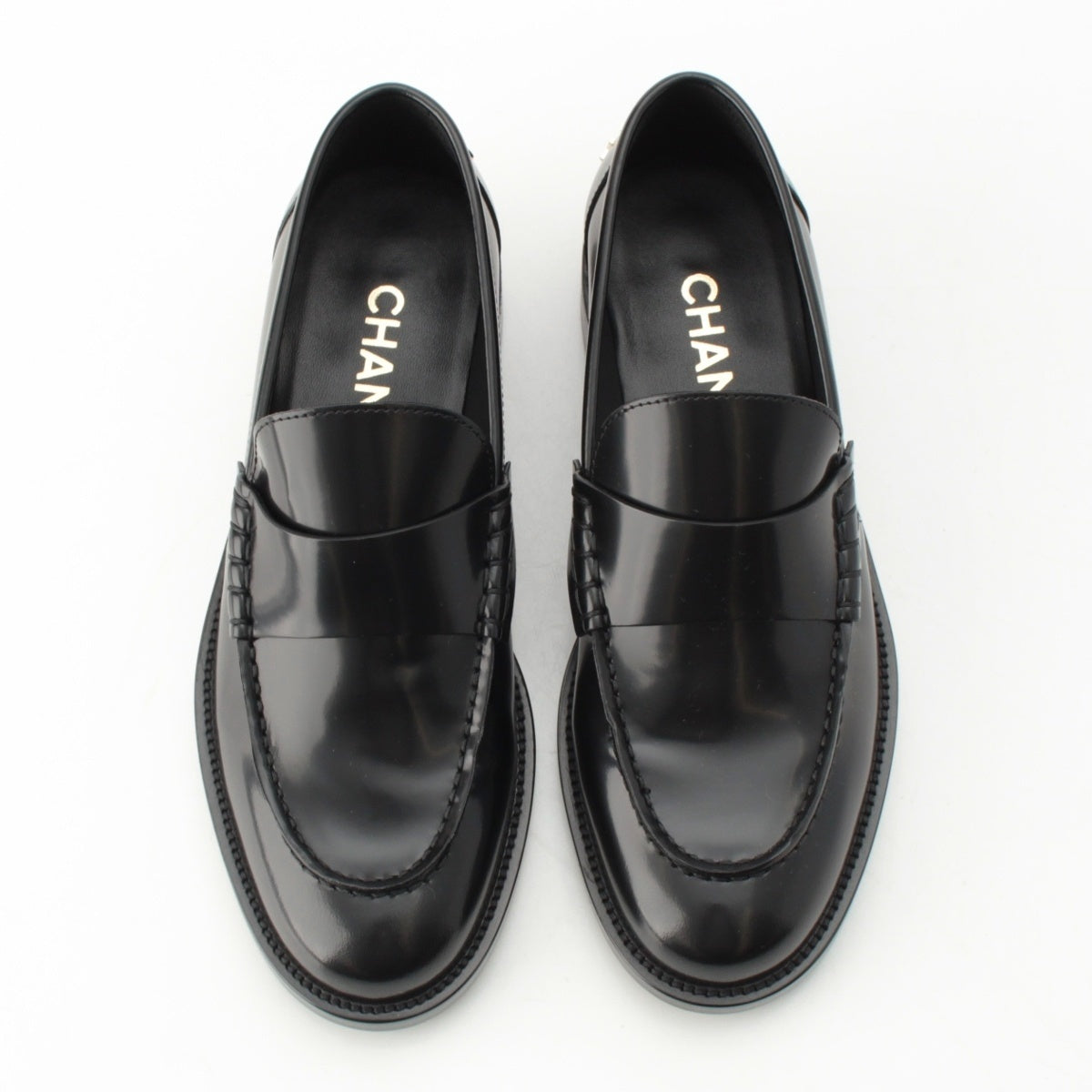 CHANEL Back logo loafers shoes G39190 black 38