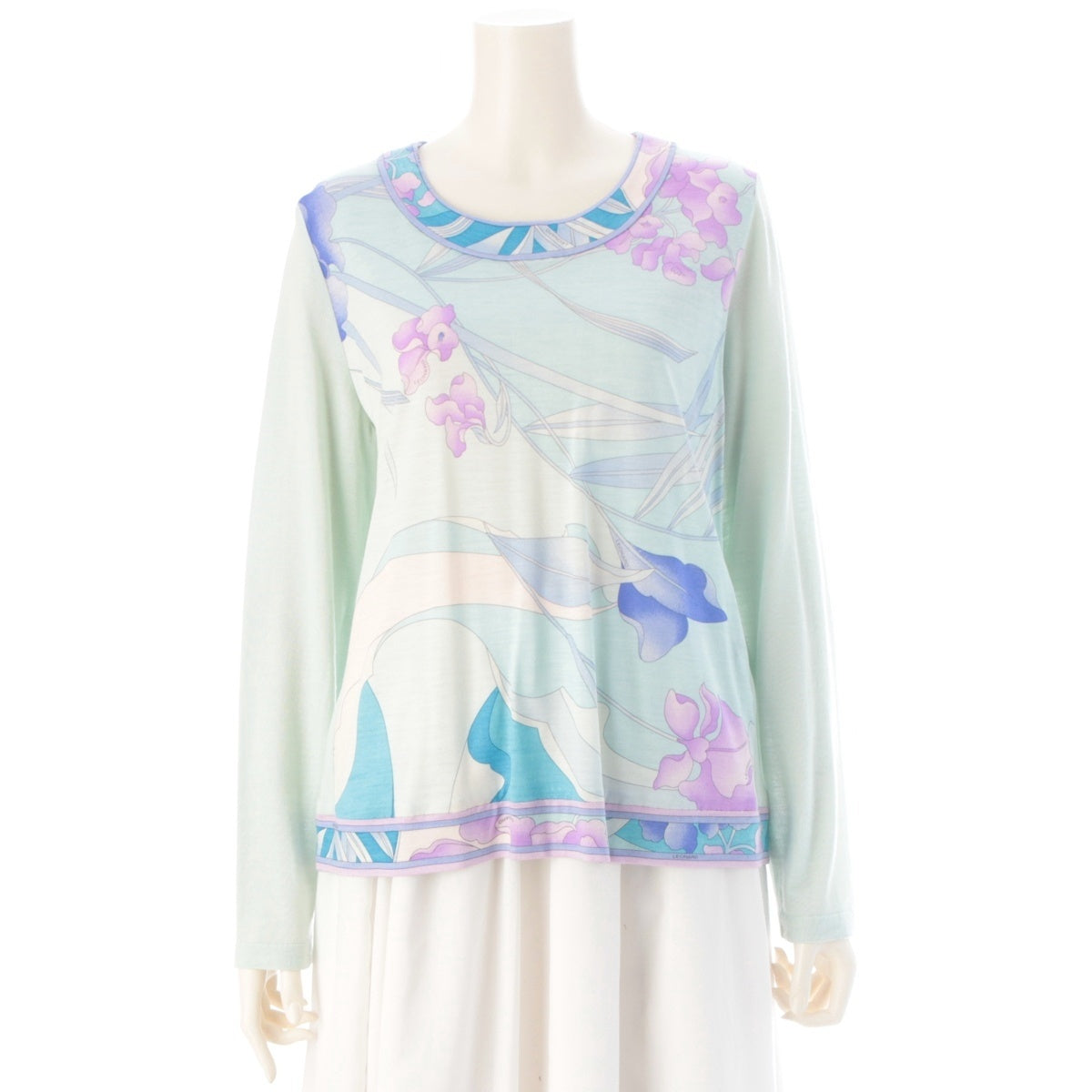 LEONARD fashion wool Floral tops 0347602 Light blue 44