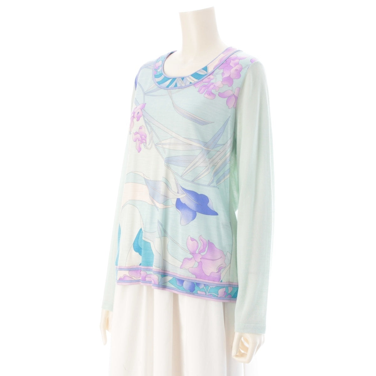 LEONARD fashion wool Floral tops 0347602 Light blue 44