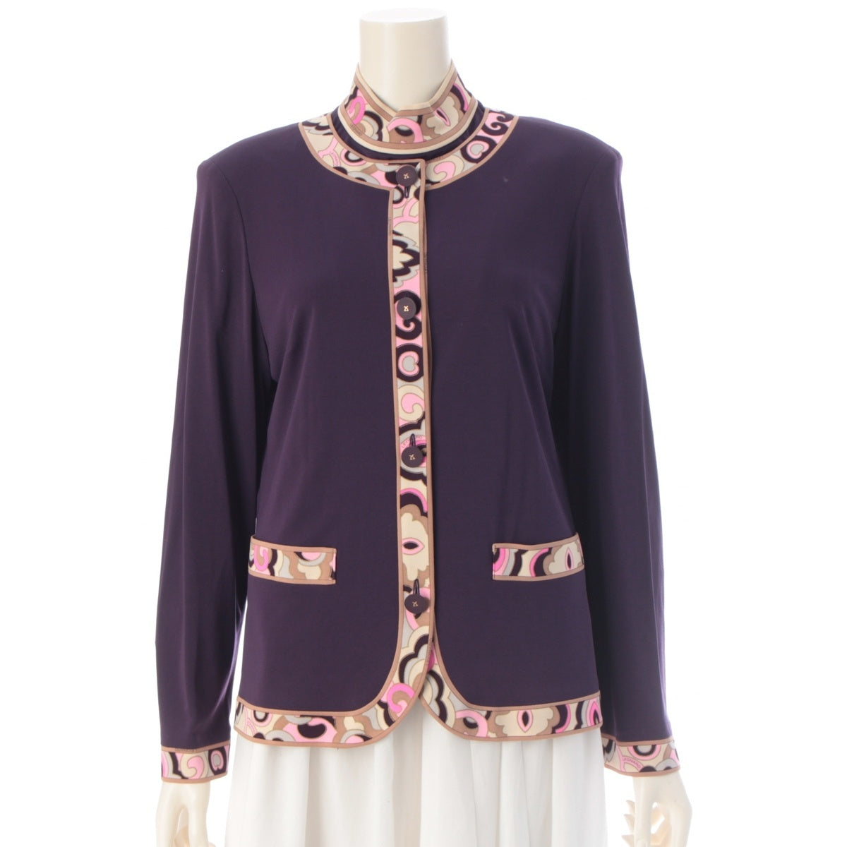 LEONARD Cancan material Long-sleeved jacket with trim ensemble Purple pink L LL
