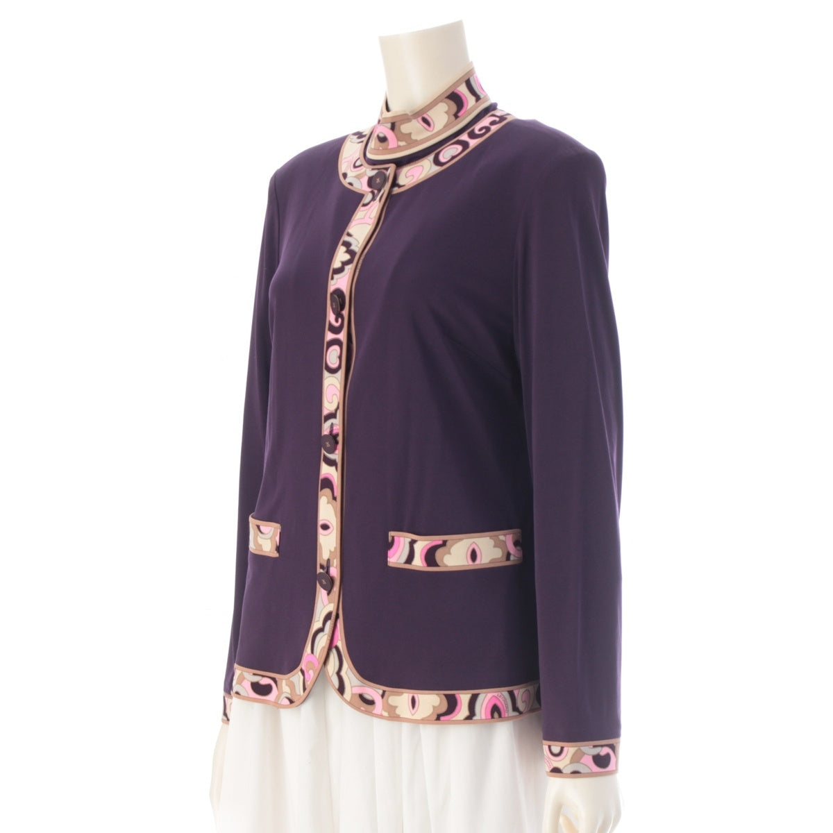 LEONARD Cancan material Long-sleeved jacket with trim ensemble Purple pink L LL