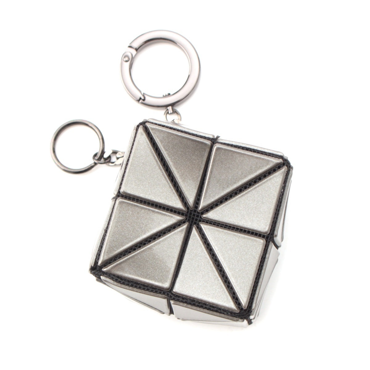 BAO BAO ISSEY MIYAKE Mini Cube Keyring key ring BB18-AG721 gray