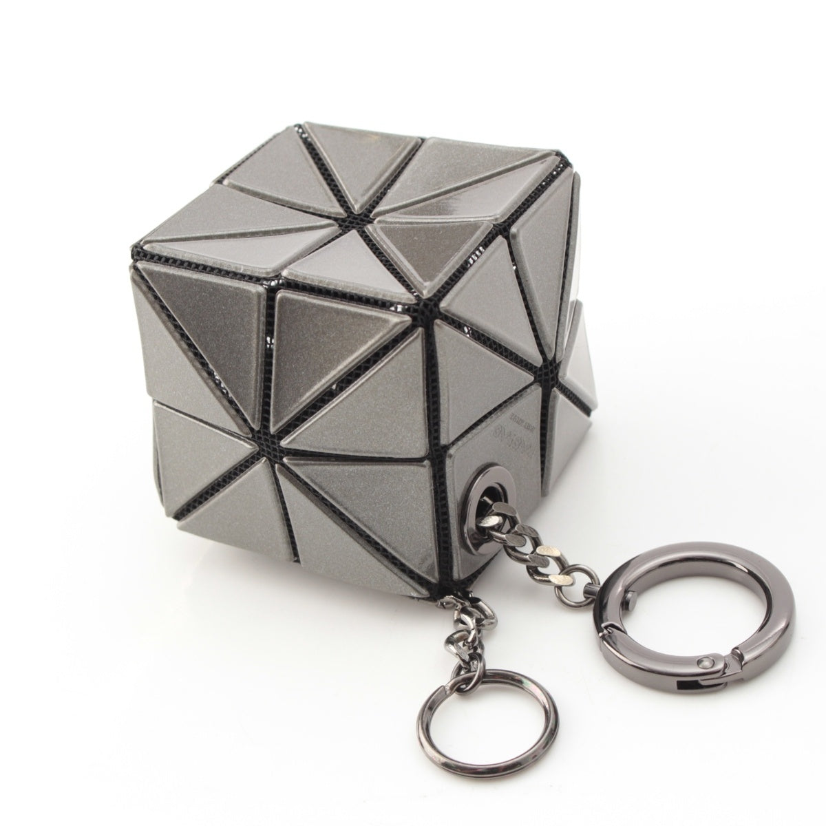 BAO BAO ISSEY MIYAKE Mini Cube Keyring key ring BB18-AG721 gray