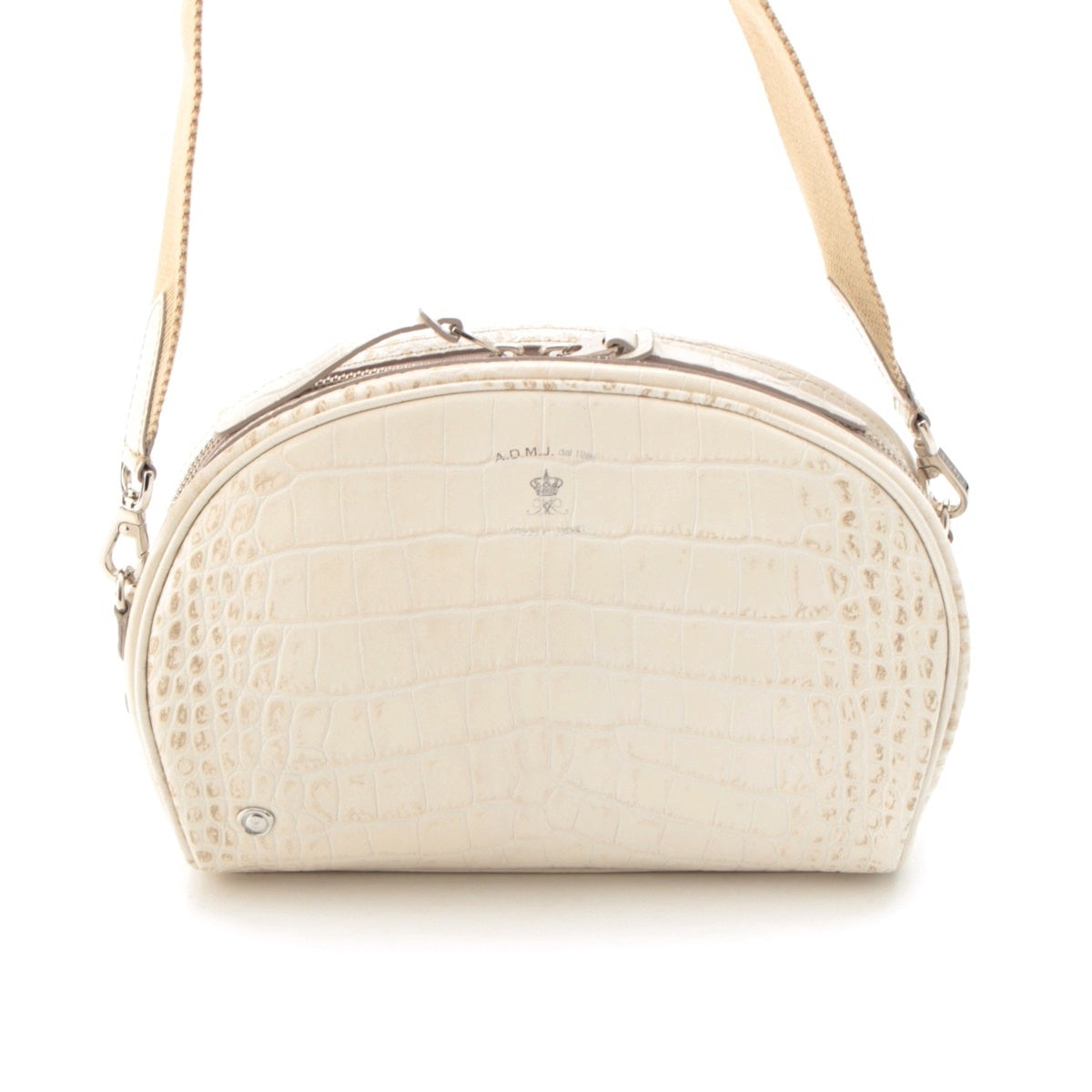 ADMJアクセソワ Croco embossed Shoulder Bag off white