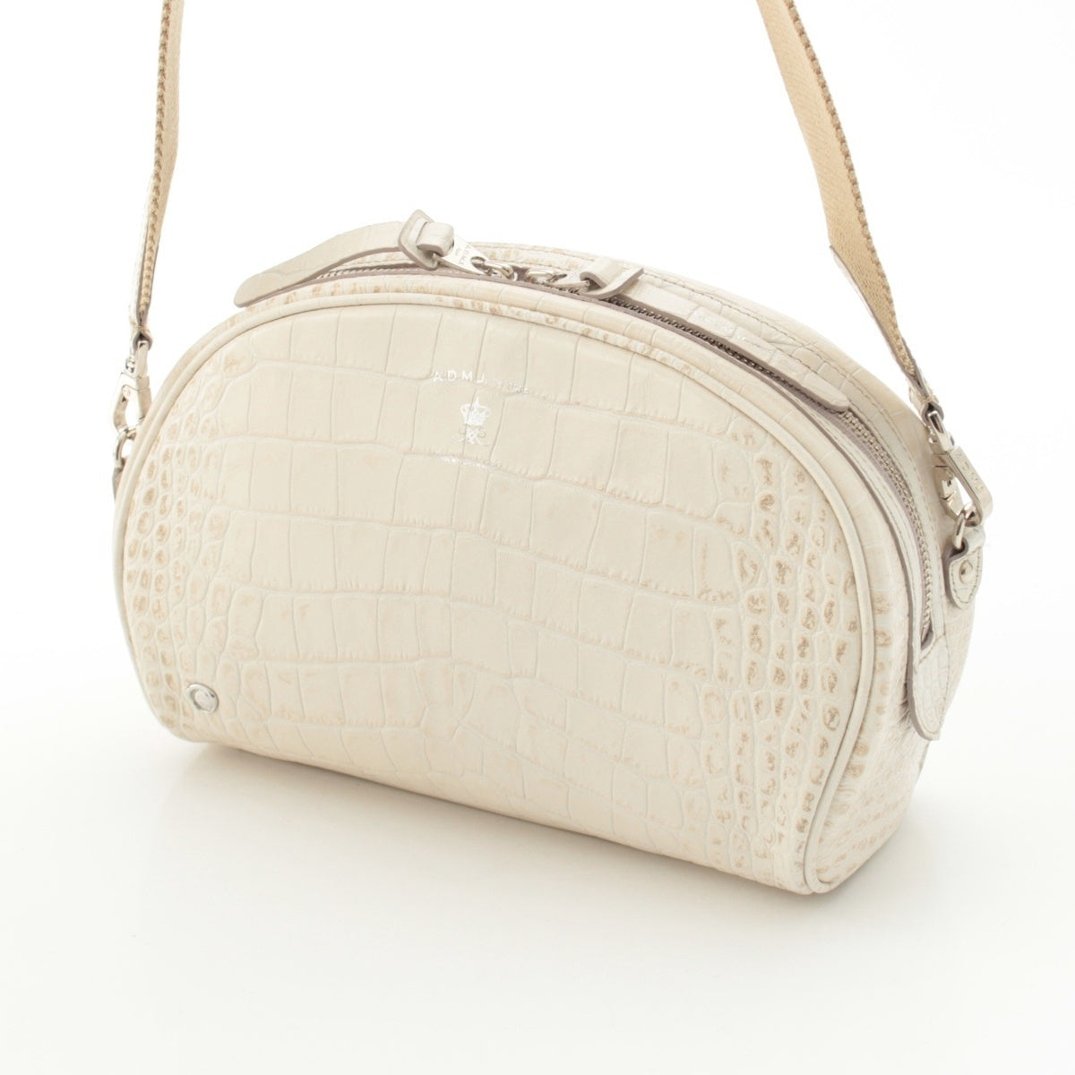 ADMJアクセソワ Croco embossed Shoulder Bag off white