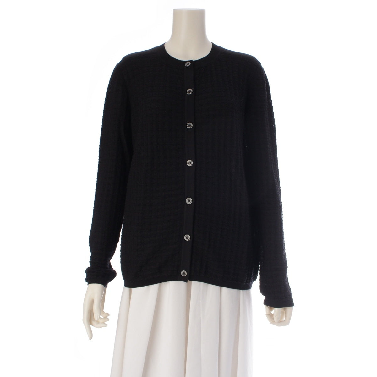 HERMES cashmere Serie button cardigan tops black 38