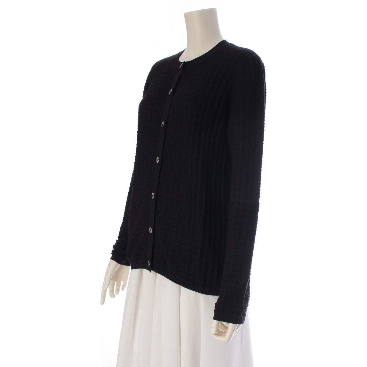 HERMES cashmere Serie button cardigan tops black 38
