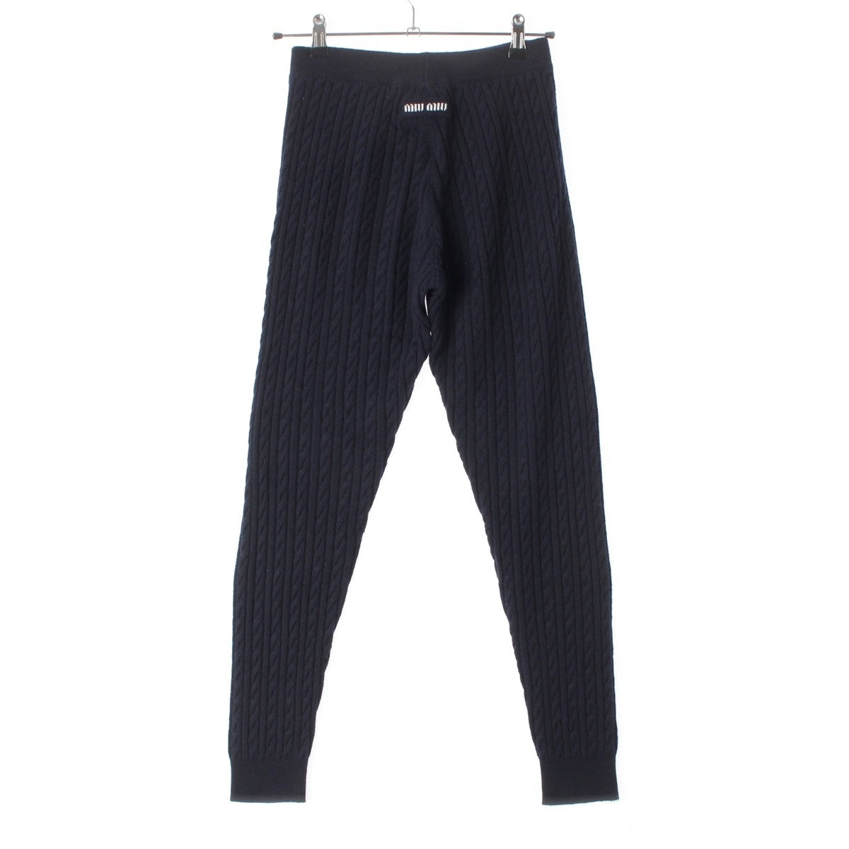 MIUMIU cashmere Back logo jogger easy cable knit Pants Bottoms MMP283 Navy 38