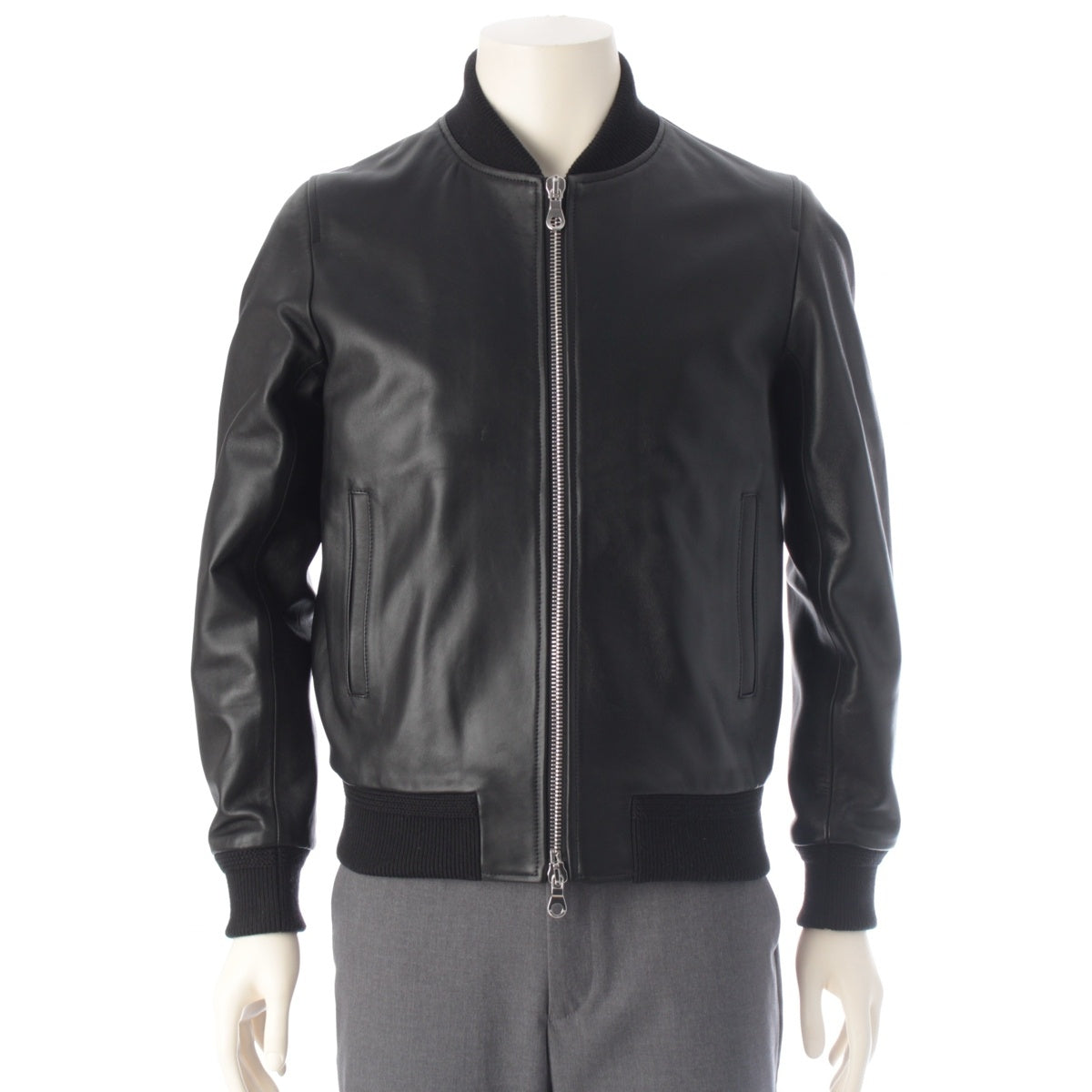 Cinquanta Lamb nappa leather Bomber zip-up Jacket black 44