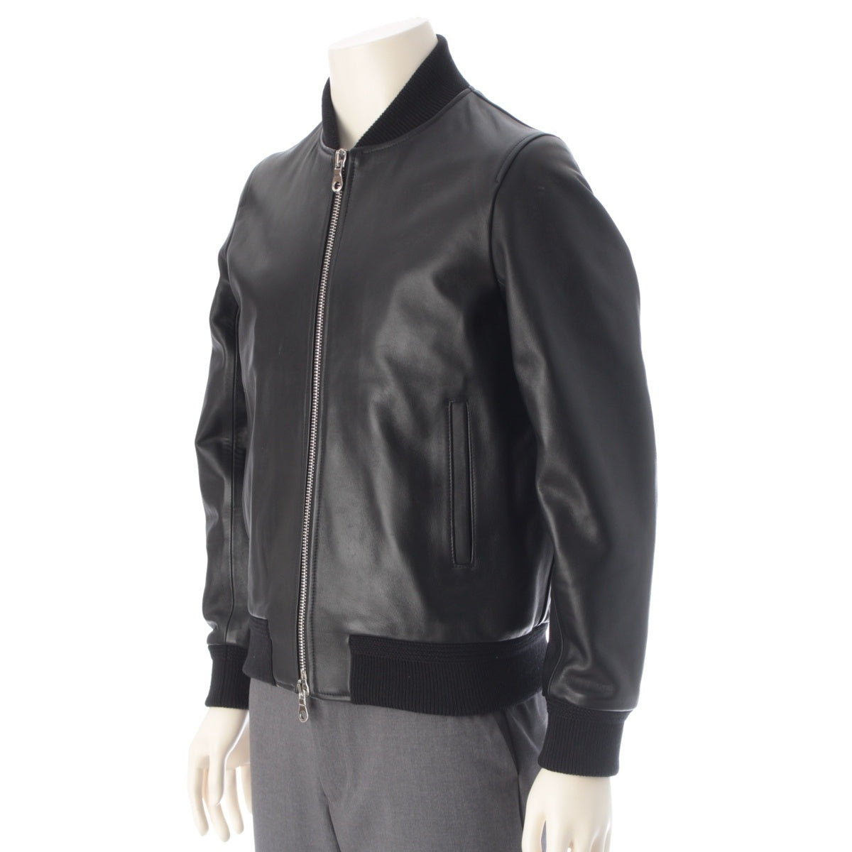 Cinquanta Lamb nappa leather Bomber zip-up Jacket black 44