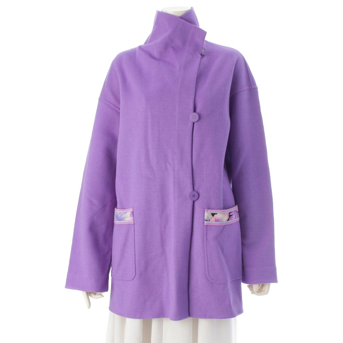 LEONARD wool Reversible floral pattern coat outer Purple x black 38