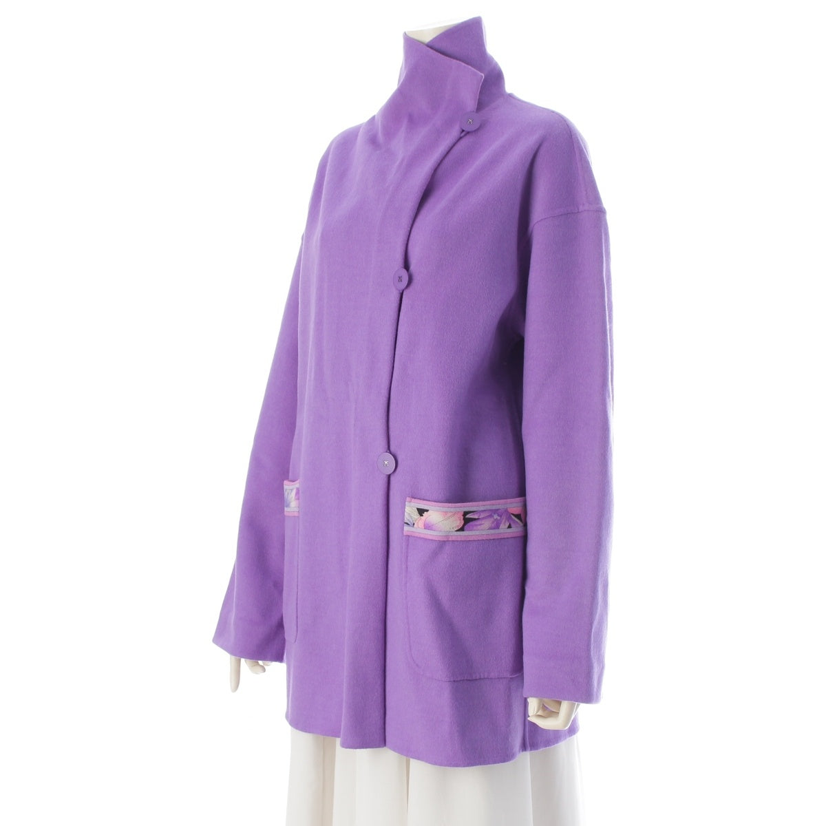 LEONARD wool Reversible floral pattern coat outer Purple x black 38