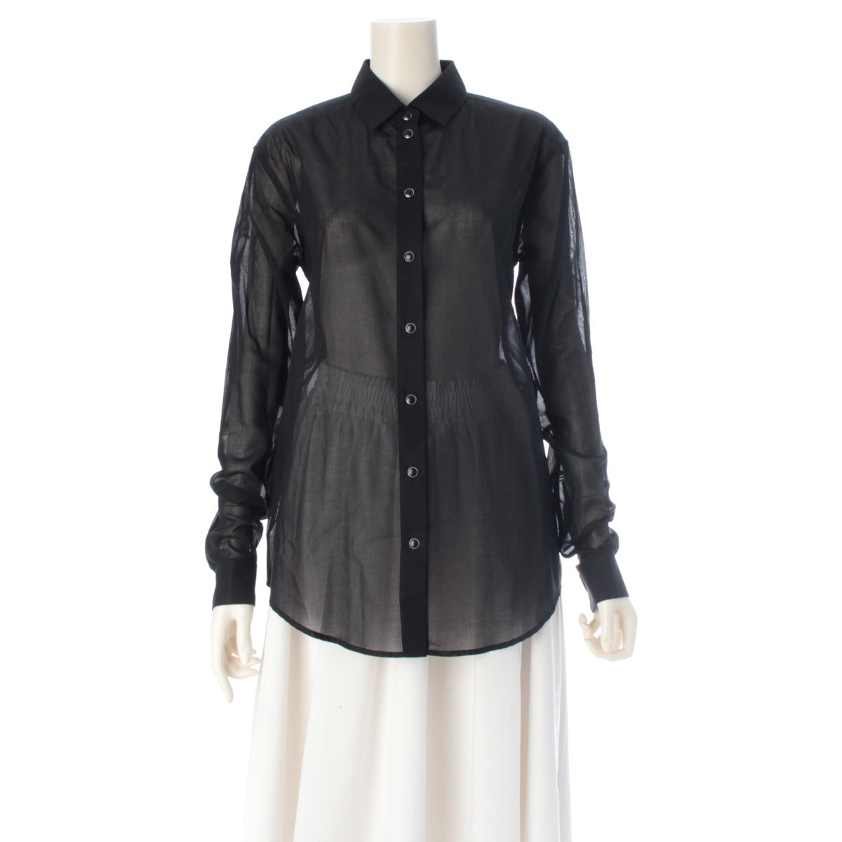 SAINT LAURENT cotton Sheer Long sleeve shirt 468977 black F38