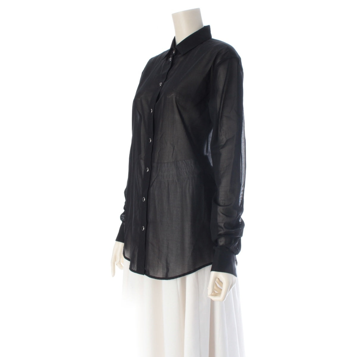 SAINT LAURENT cotton Sheer Long sleeve shirt 468977 black F38