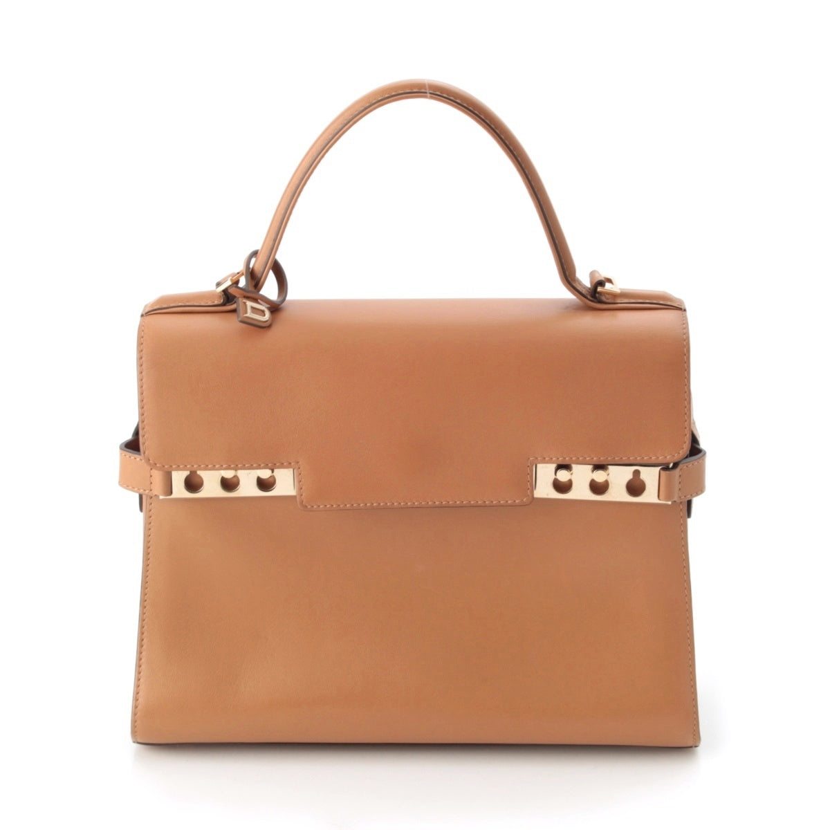 Delvaux Tempate MM Supple calf 2way Shoulder Handbag Vegetal Gold Metal Brown