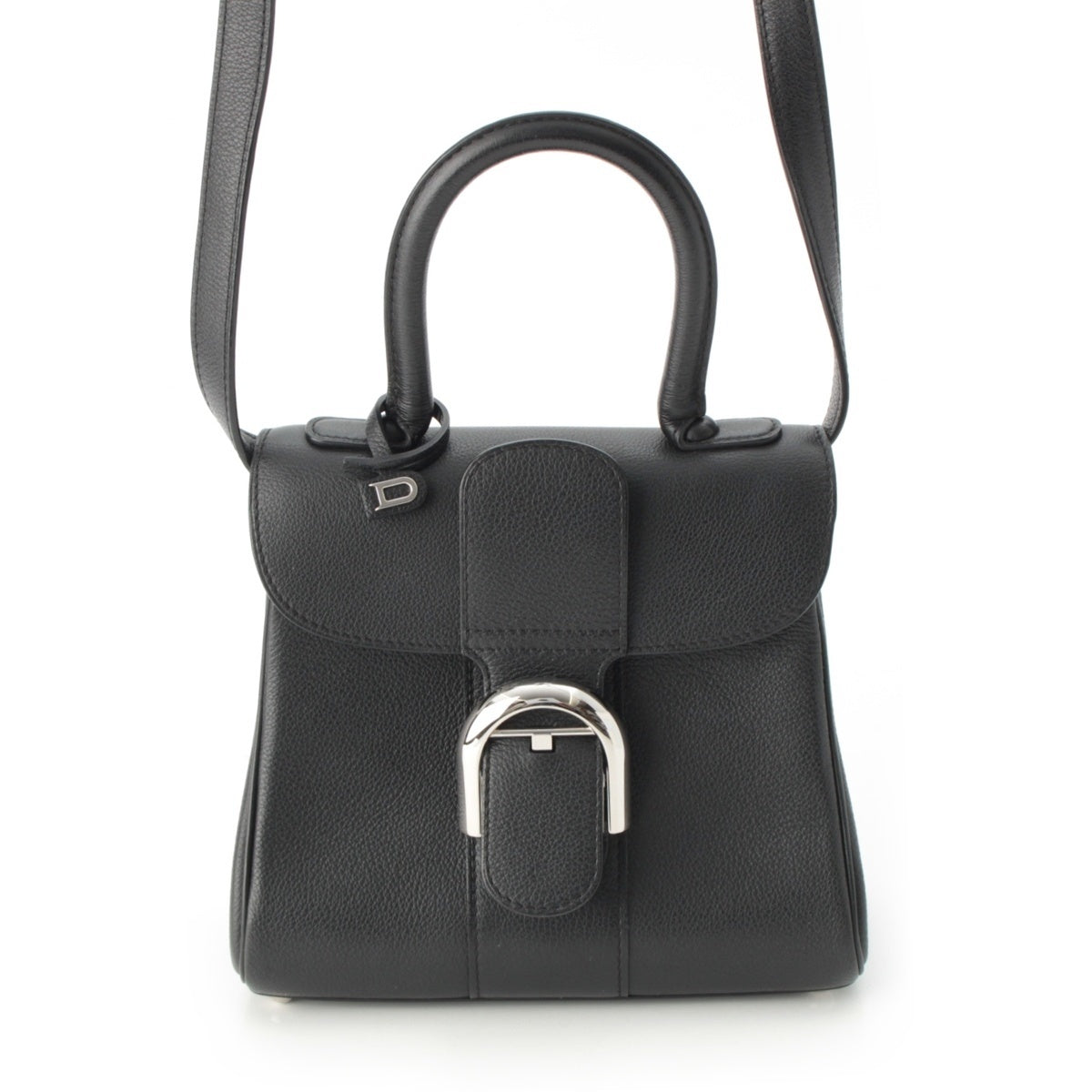 Delvaux Brillon mini rodeo calf 2way Shoulder Handbag Black Silver Metal