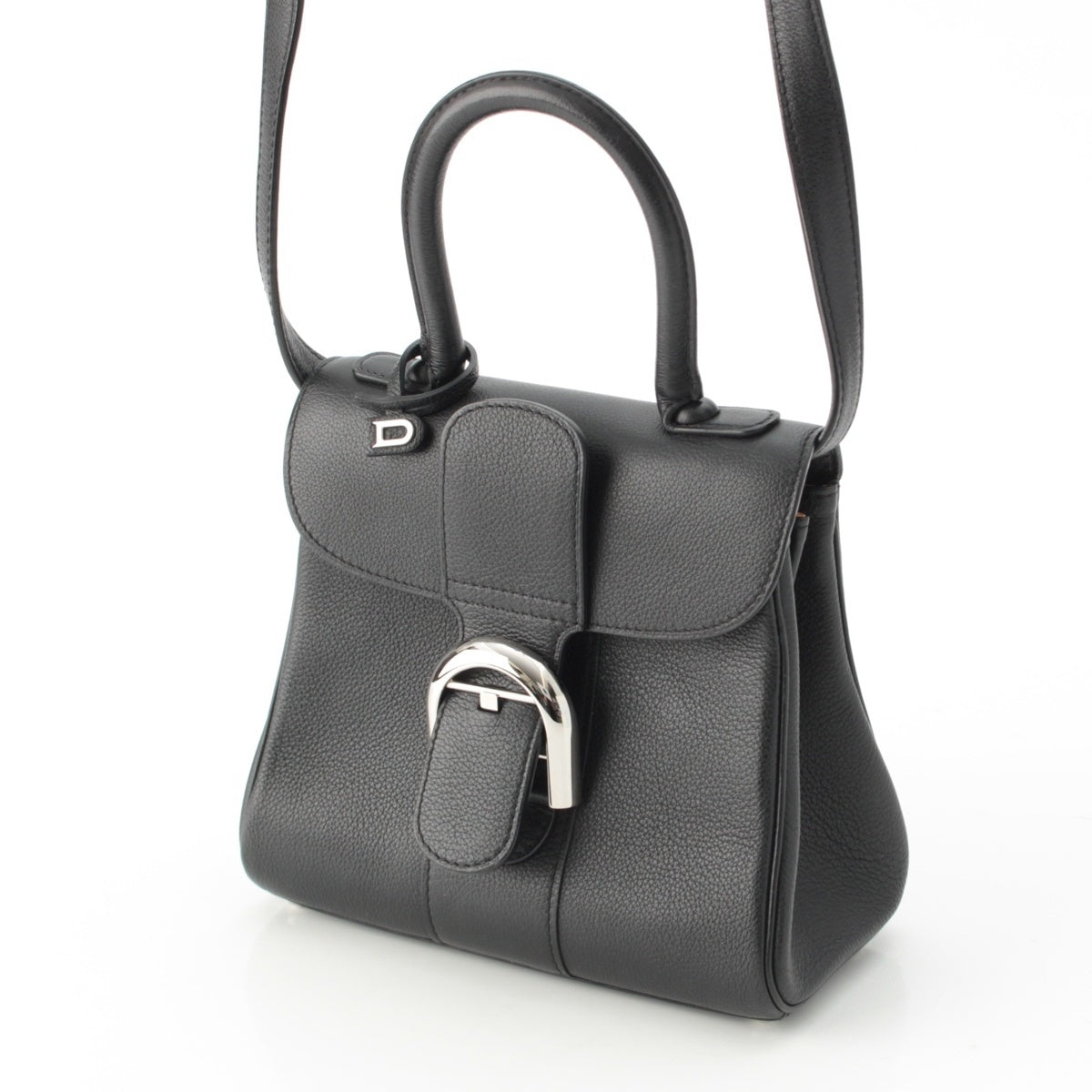 Delvaux Brillon mini rodeo calf 2way Shoulder Handbag Black Silver Metal