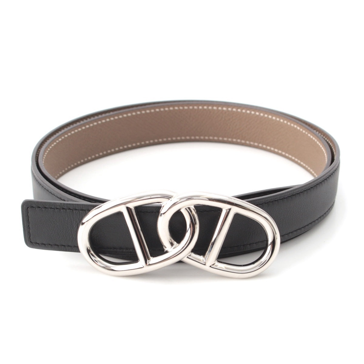 HERMES Epsom Chaine d'Ancre Double Strand belt Etoupe Black