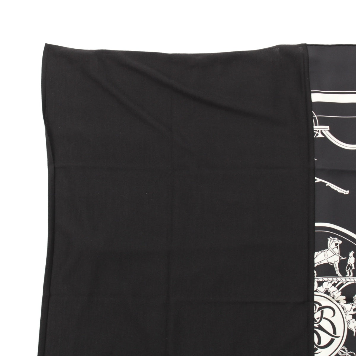 HERMES Carre H Hybrid 90 Silk wool EX-LIBRIS scarf Black White