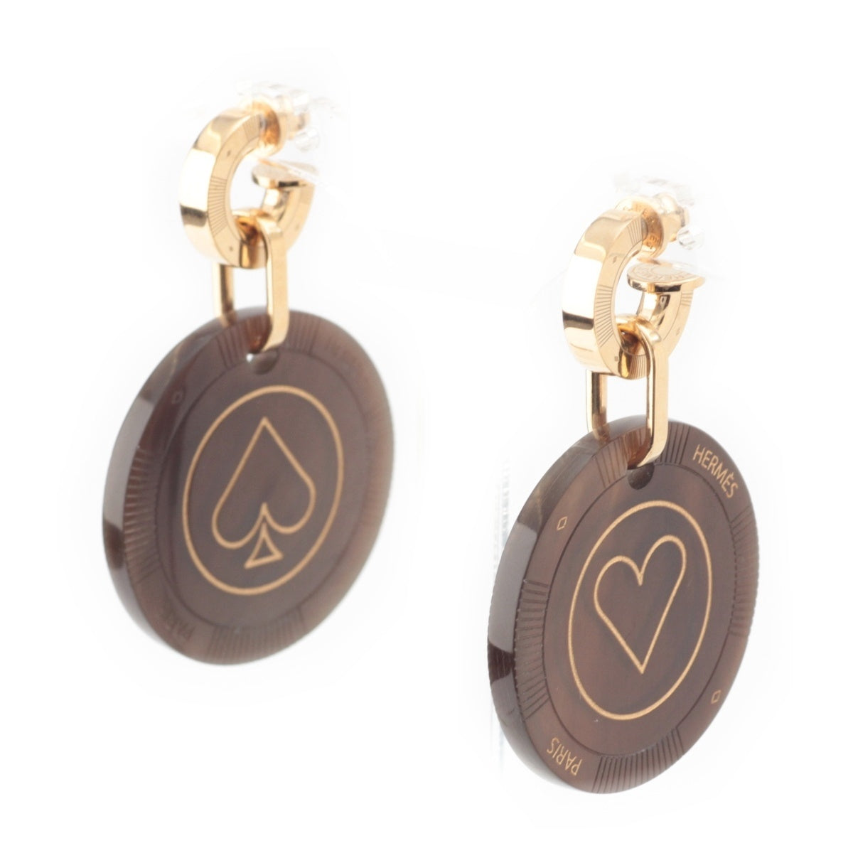 HERMES Fête vo ju Buffalo horn Heart Spade Buffalo Horn Pierce Brown