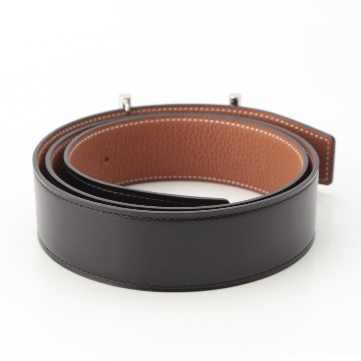 HERMES Box calf Togo H Dunkle Reversible 38 belt H077938CK05 Black gold 90