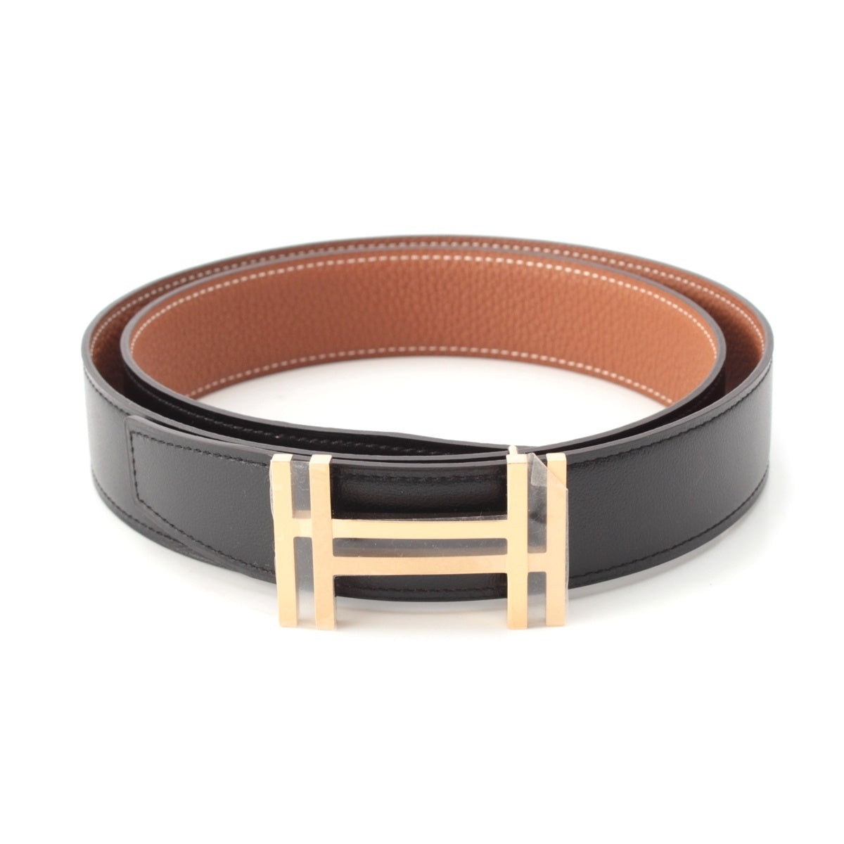 HERMES Box calf Togo Ash O Carre Reversible 32 belt H066050CP2K Black gold 90