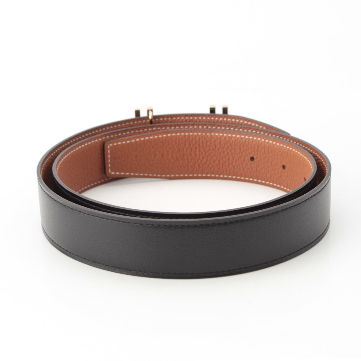 HERMES Box calf Togo Ash O Carre Reversible 32 belt H066050CP2K Black gold 90