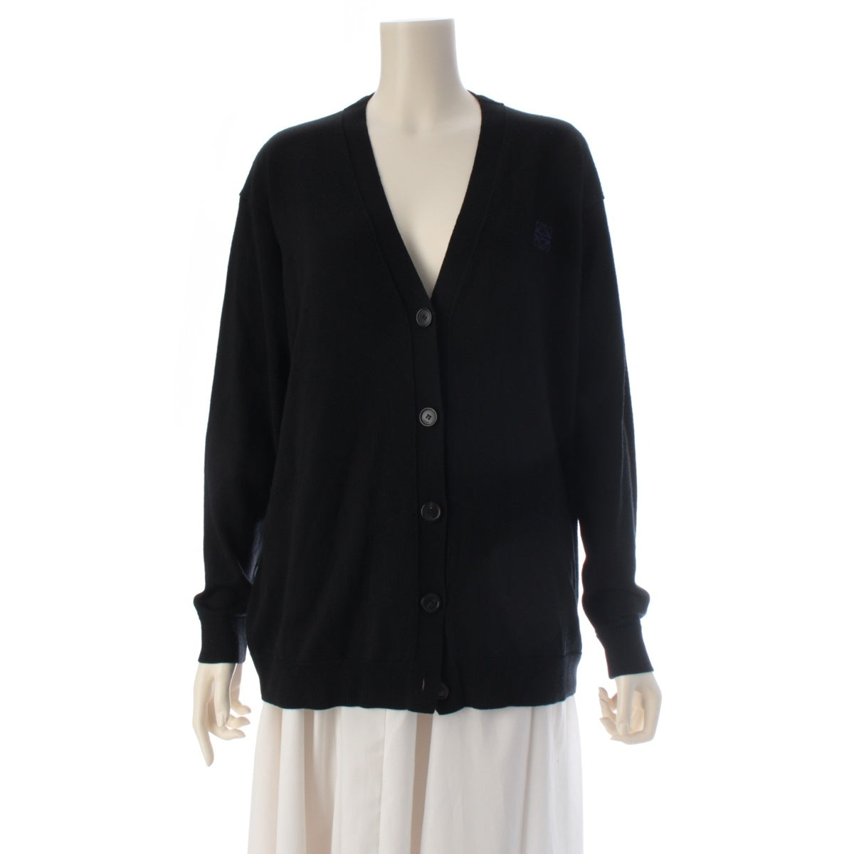 LOEWE wool Anagram Long Sleeve cardigan tops Q825Y16K04 black S