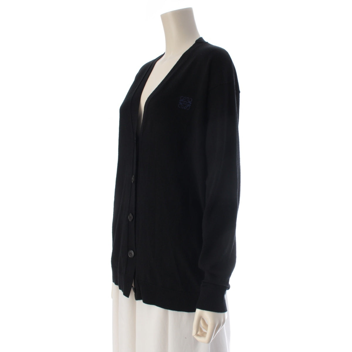 LOEWE wool Anagram Long Sleeve cardigan tops Q825Y16K04 black S