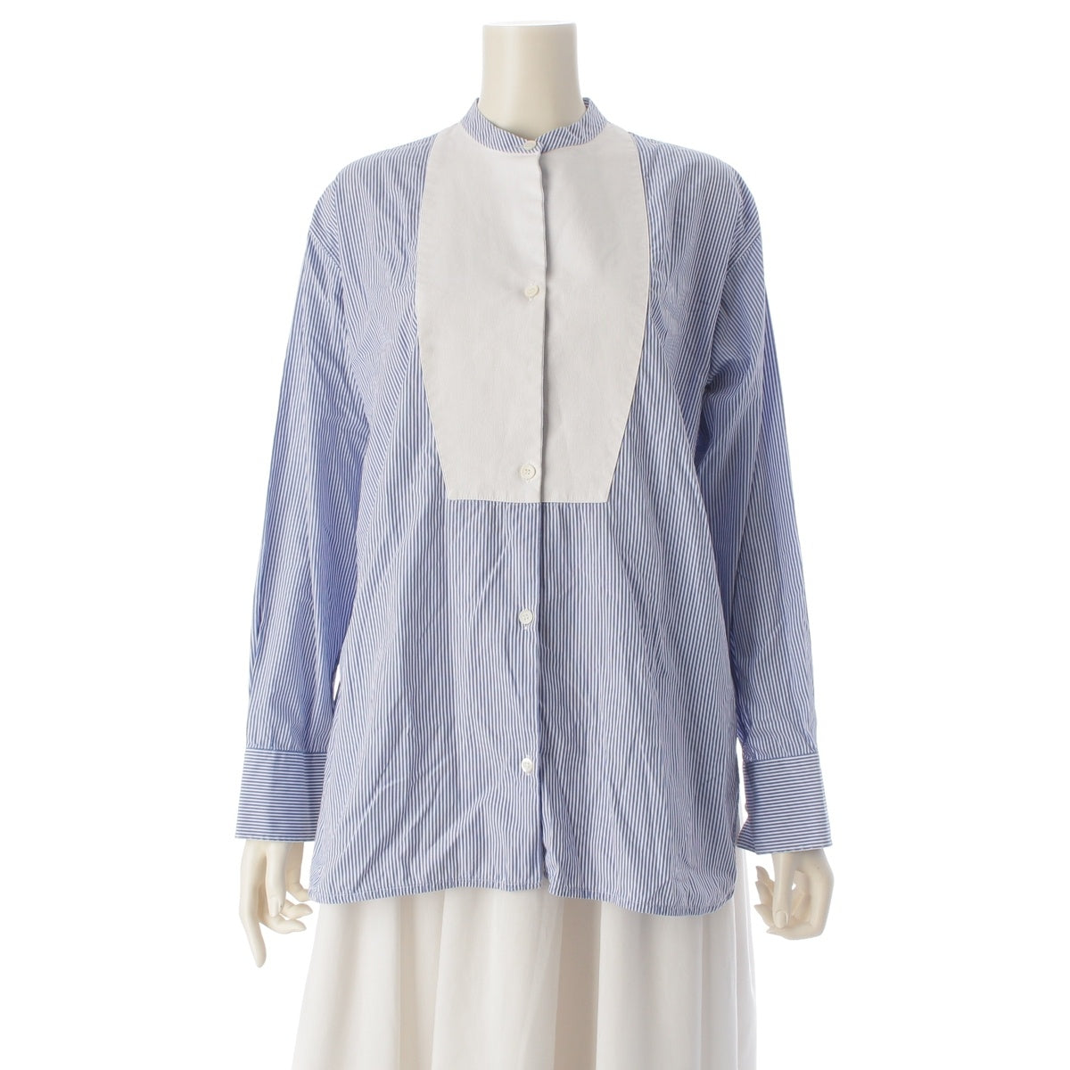 LOEWE cotton stripe Long sleeve shirt Q825337X07 Blue x white 34