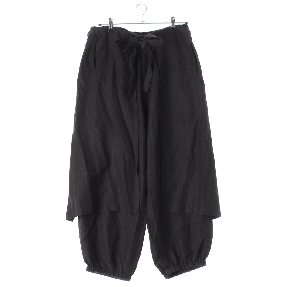Yohji Yamamoto site linen rayon apron Pants UH-P57-300 black 3