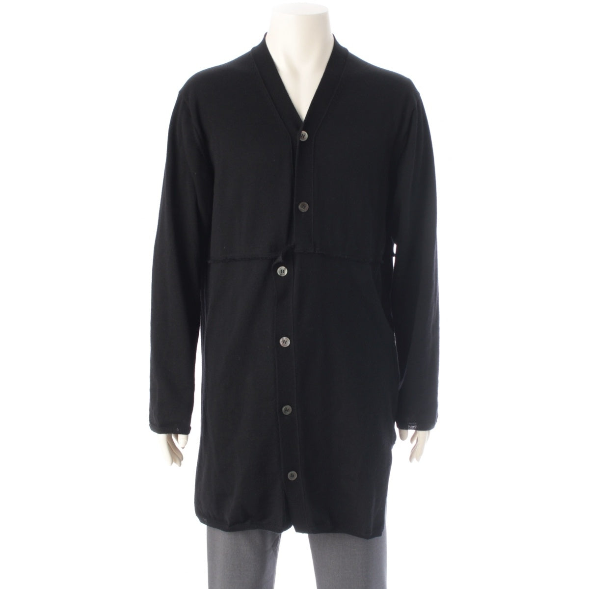 COMME des GARCONS HOMME PLUS wool Color-block knit long dress cardigan PF-N019 black L