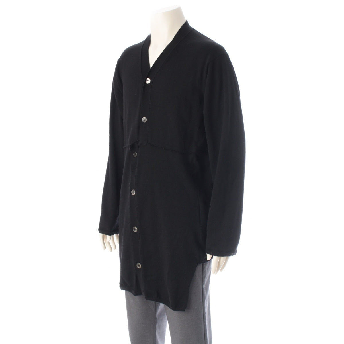 COMME des GARCONS HOMME PLUS wool Color-block knit long dress cardigan PF-N019 black L