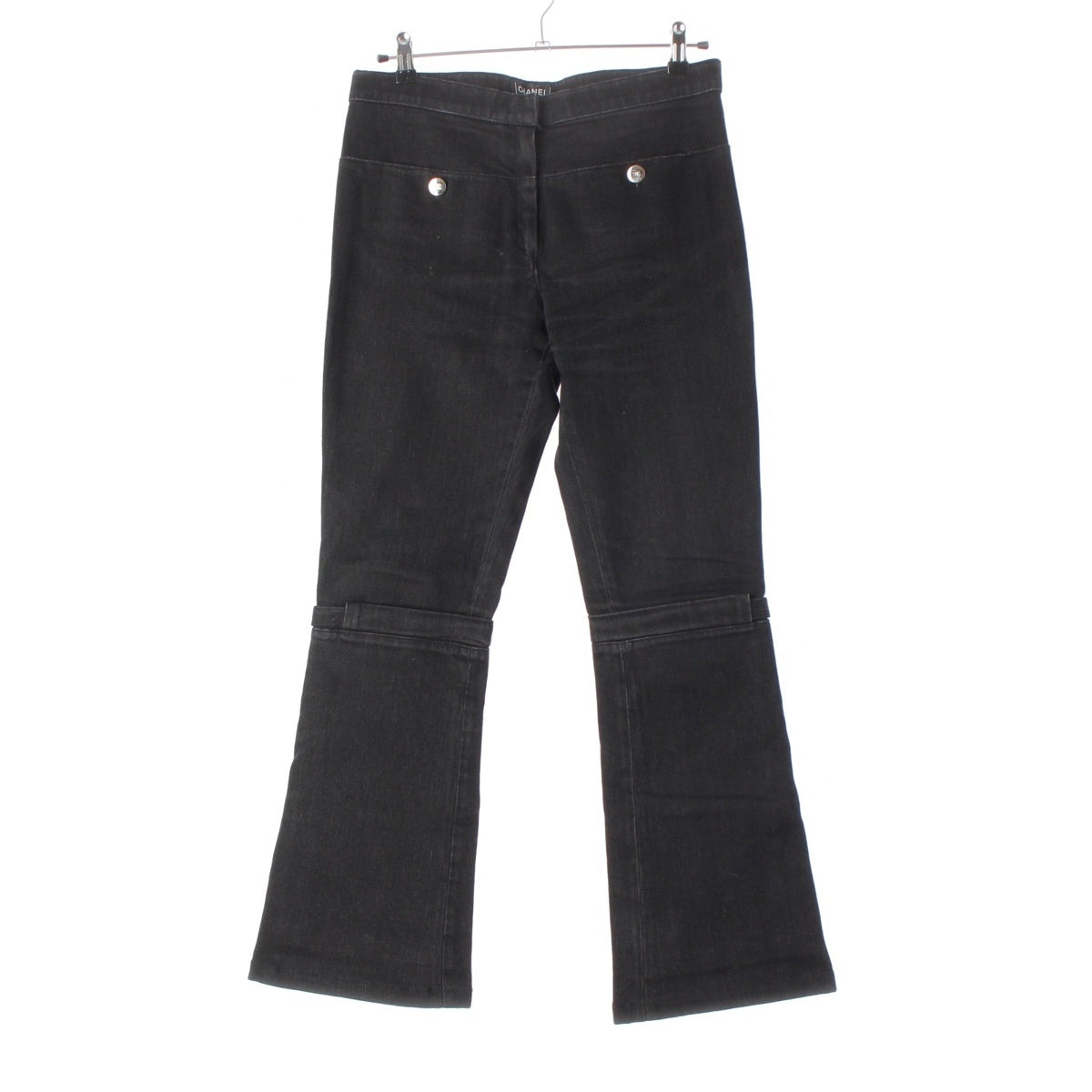 CHANEL cotton COCO Button Logo Belt Denim pants P29333 black 40