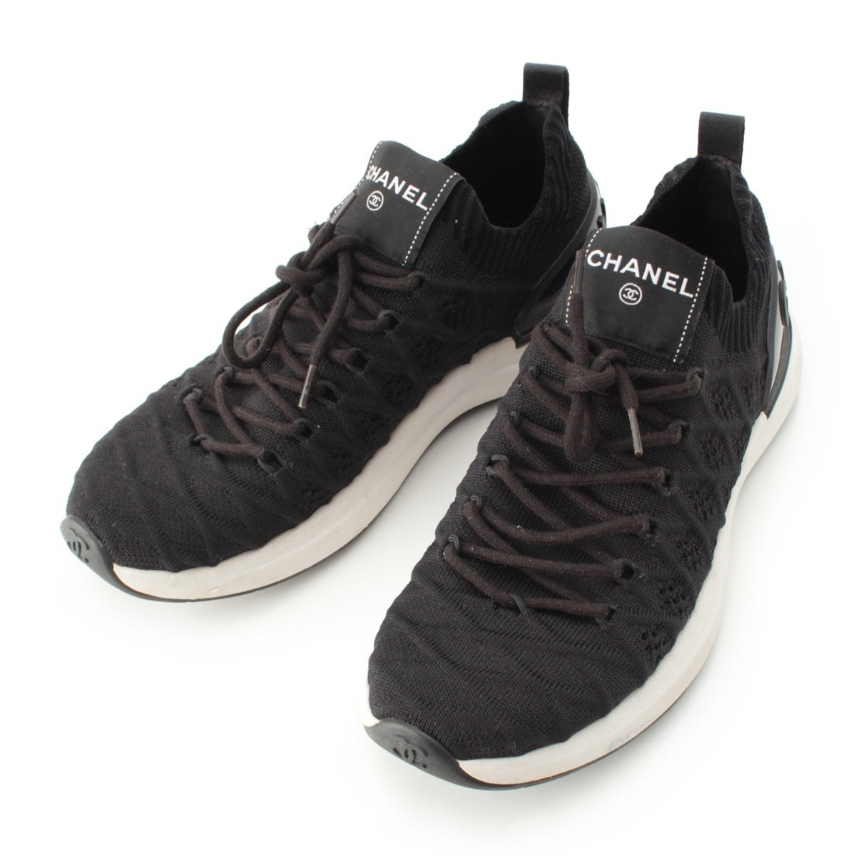 CHANEL fabric logo sneakers G35549 black 38