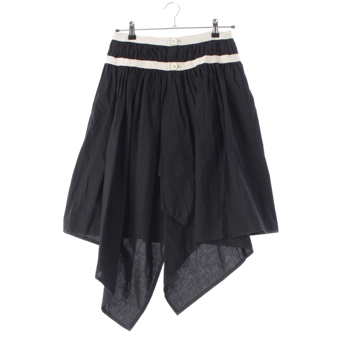 Yohji Yamamoto Y's cotton asymmetry skirt YR-S04-003 Black off-white 1