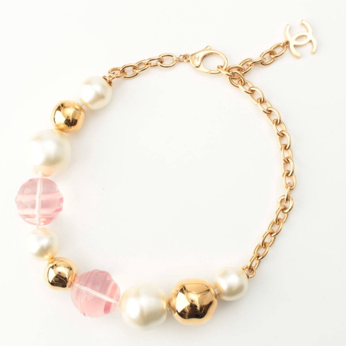 CHANEL B25K Metal & Costume Pearl COCO Mark Necklace Accessories multicolor