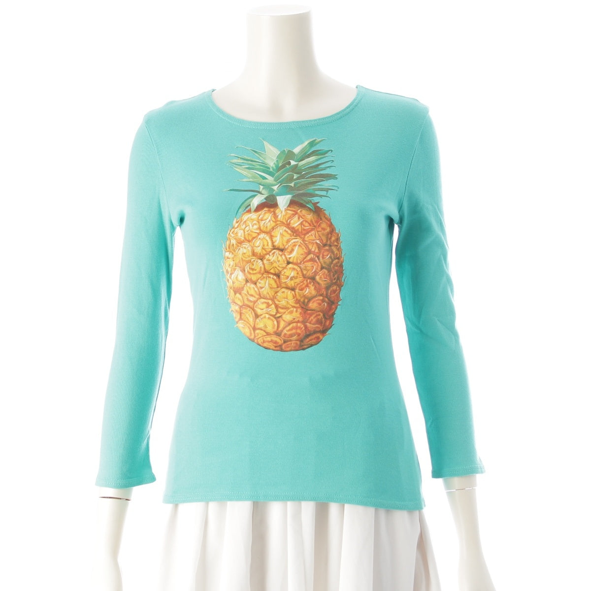 Chloe cotton by STELLA McCartneyy Pineapple Graphic Top Long-sleeved T-shirt Turquoise XS