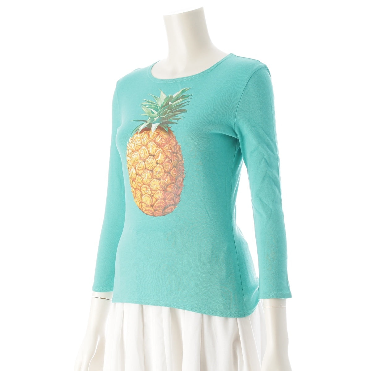 Chloe cotton by STELLA McCartneyy Pineapple Graphic Top Long-sleeved T-shirt Turquoise XS