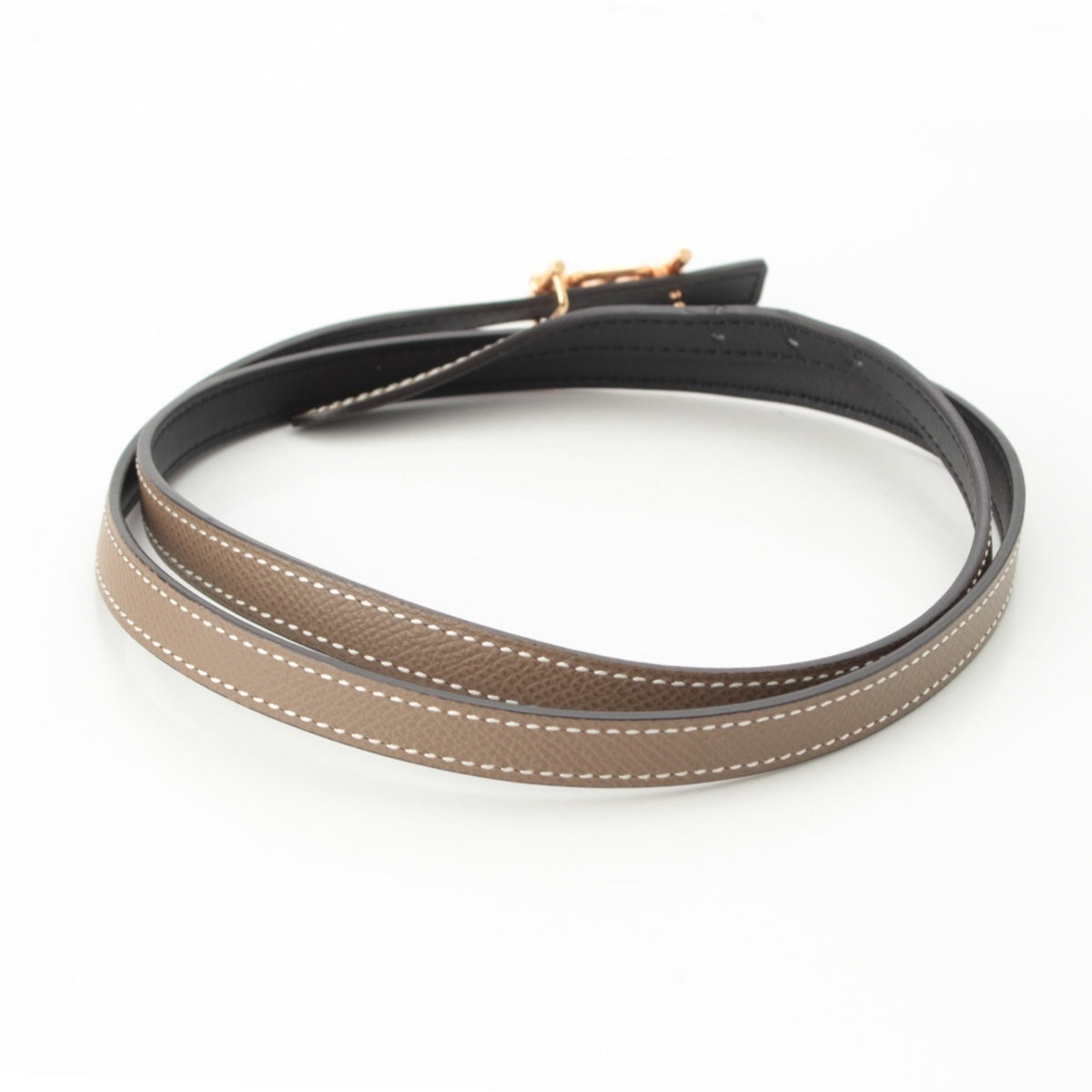 HERMES Lagoon leather Chaine d'Ancre reversible belt Black brown 90