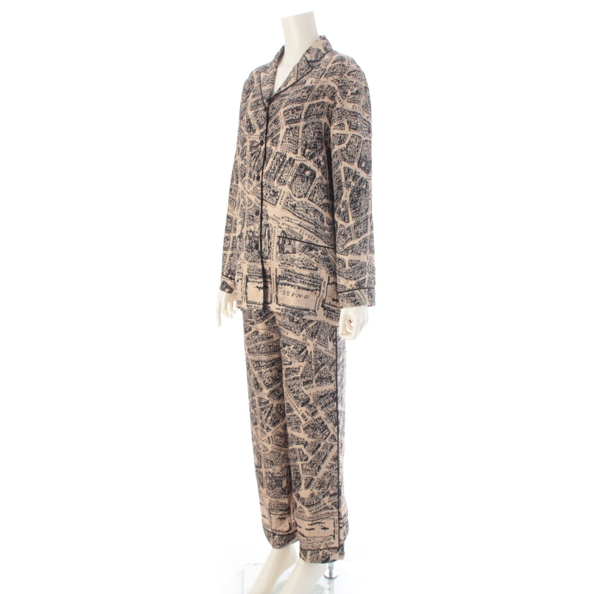 Dior silk Plan de Paris jacket pajamas Pants setup beige 38