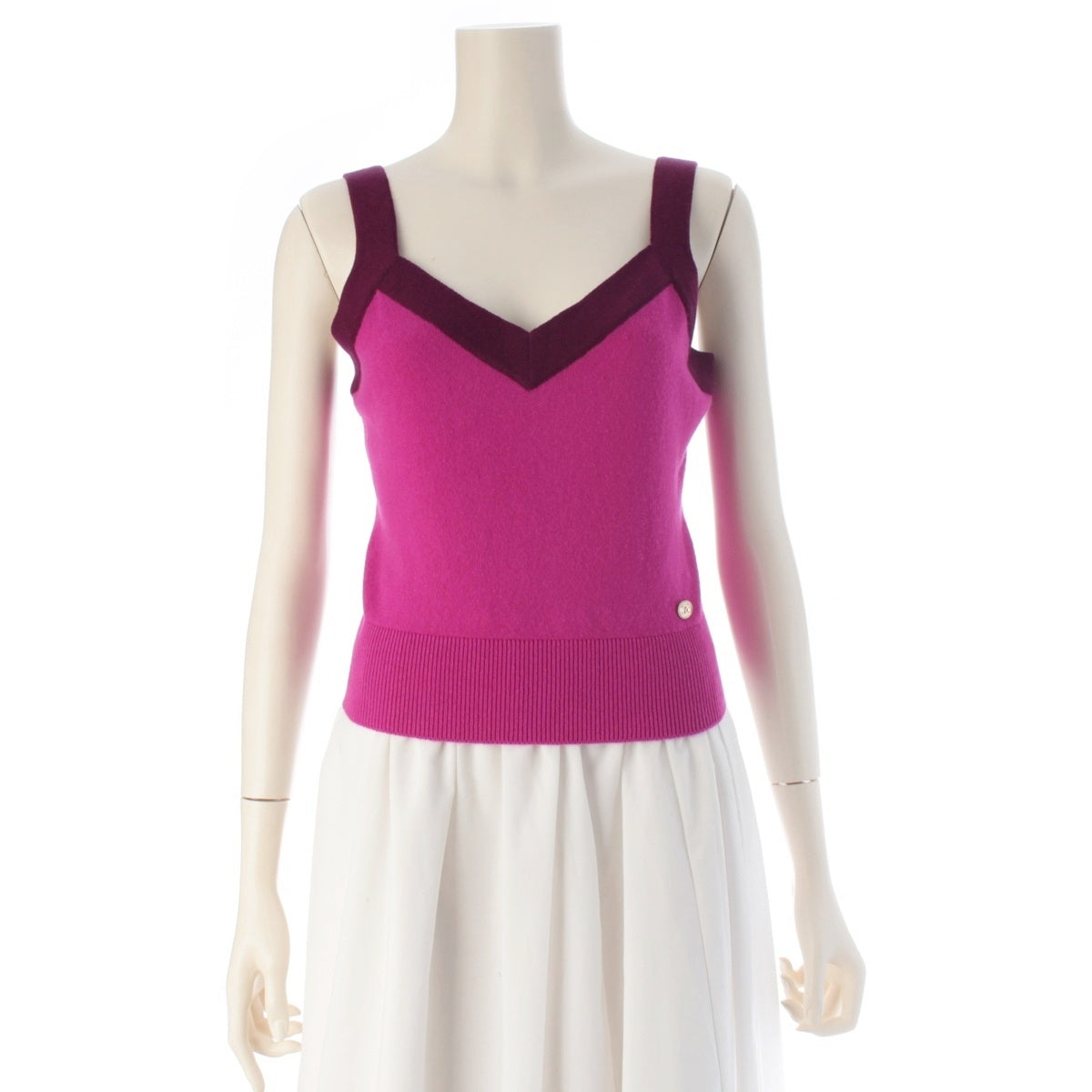 CHANEL cashmere COCO Mark Bustier Top Tank top P64783 purple 36