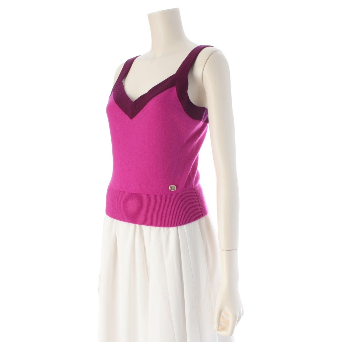 CHANEL cashmere COCO Mark Bustier Top Tank top P64783 purple 36