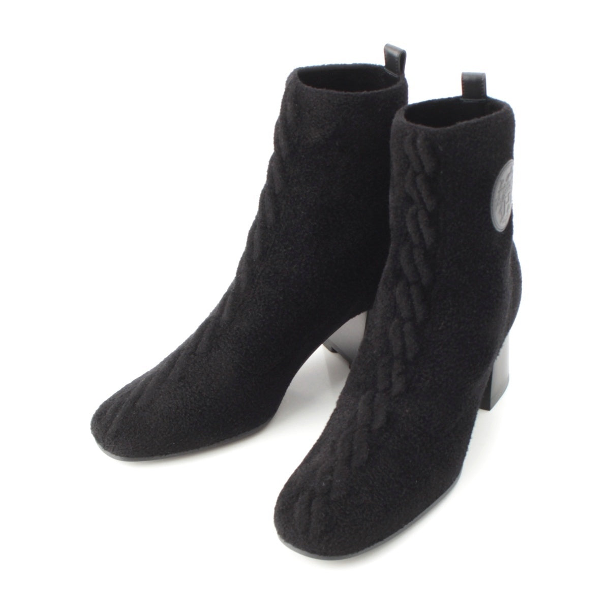 HERMES Volver Wool leather Exlibris knit boots black 35 2/1