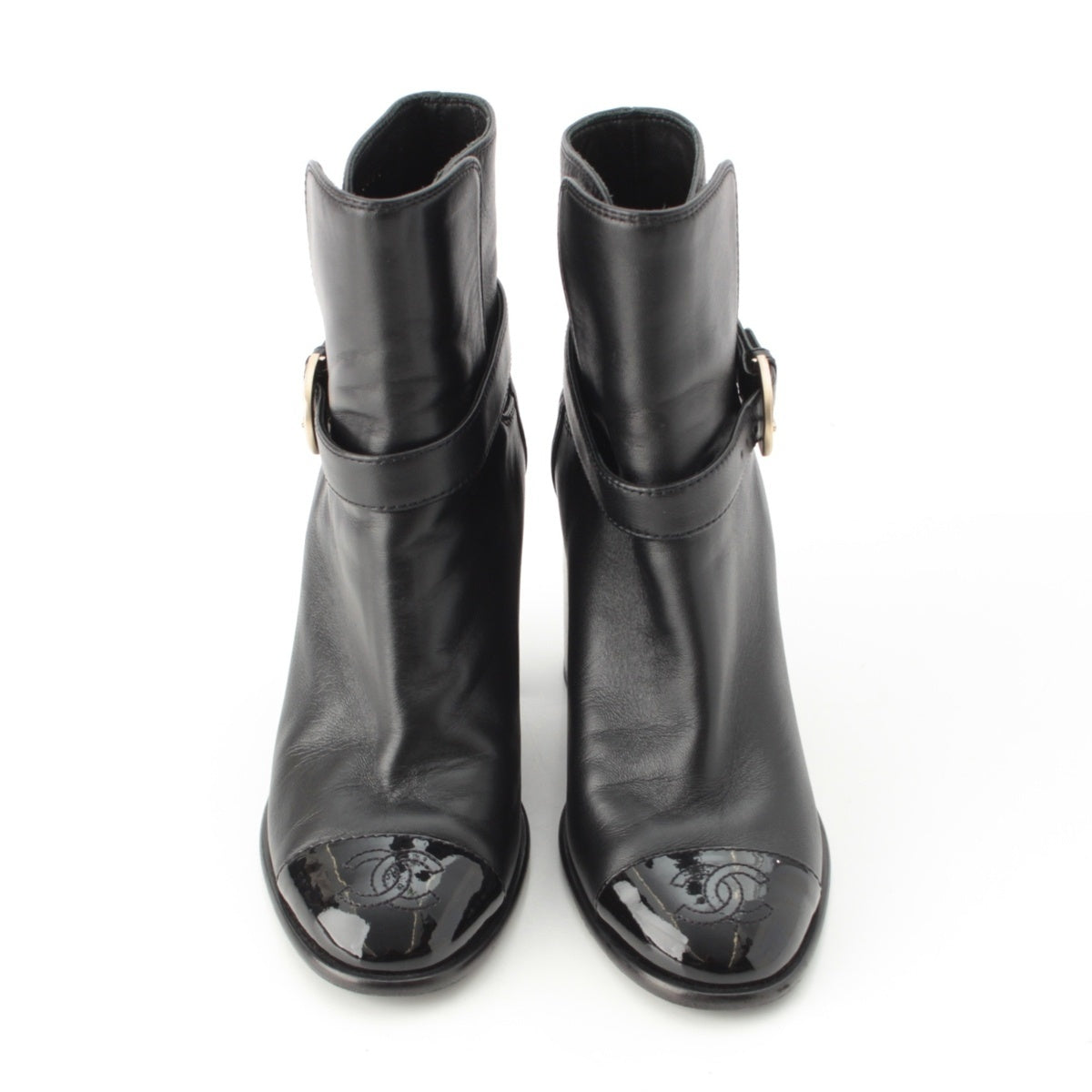 CHANEL leather COCO Mark with belt boots G38064 black 35 2/1