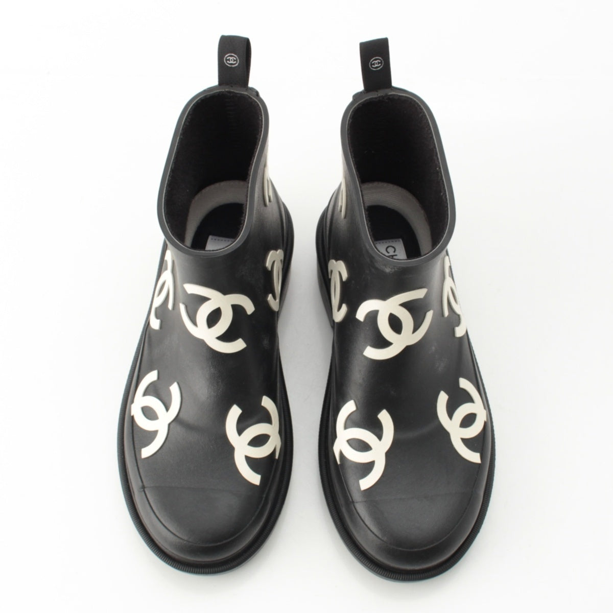CHANEL rubber CC COCO Mark Jacquard Rain shoes G45076 black 36