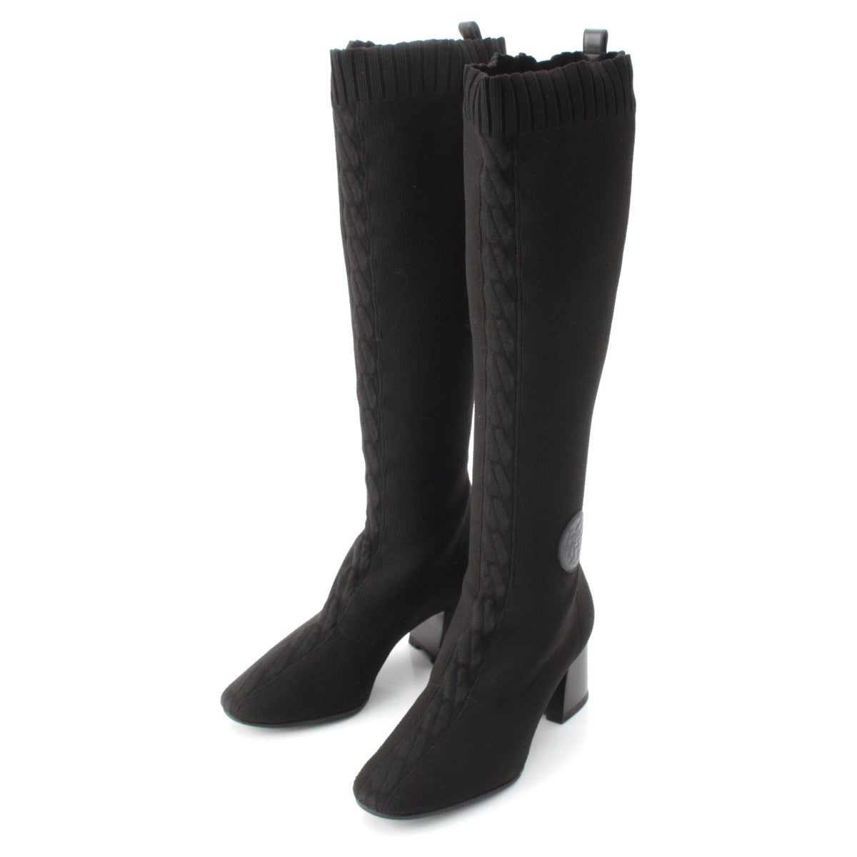 HERMES knit Fontaine Long boots black 36