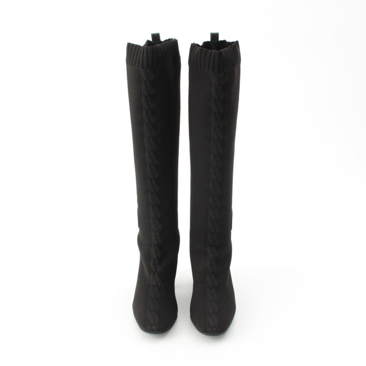 HERMES knit Fontaine Long boots black 36