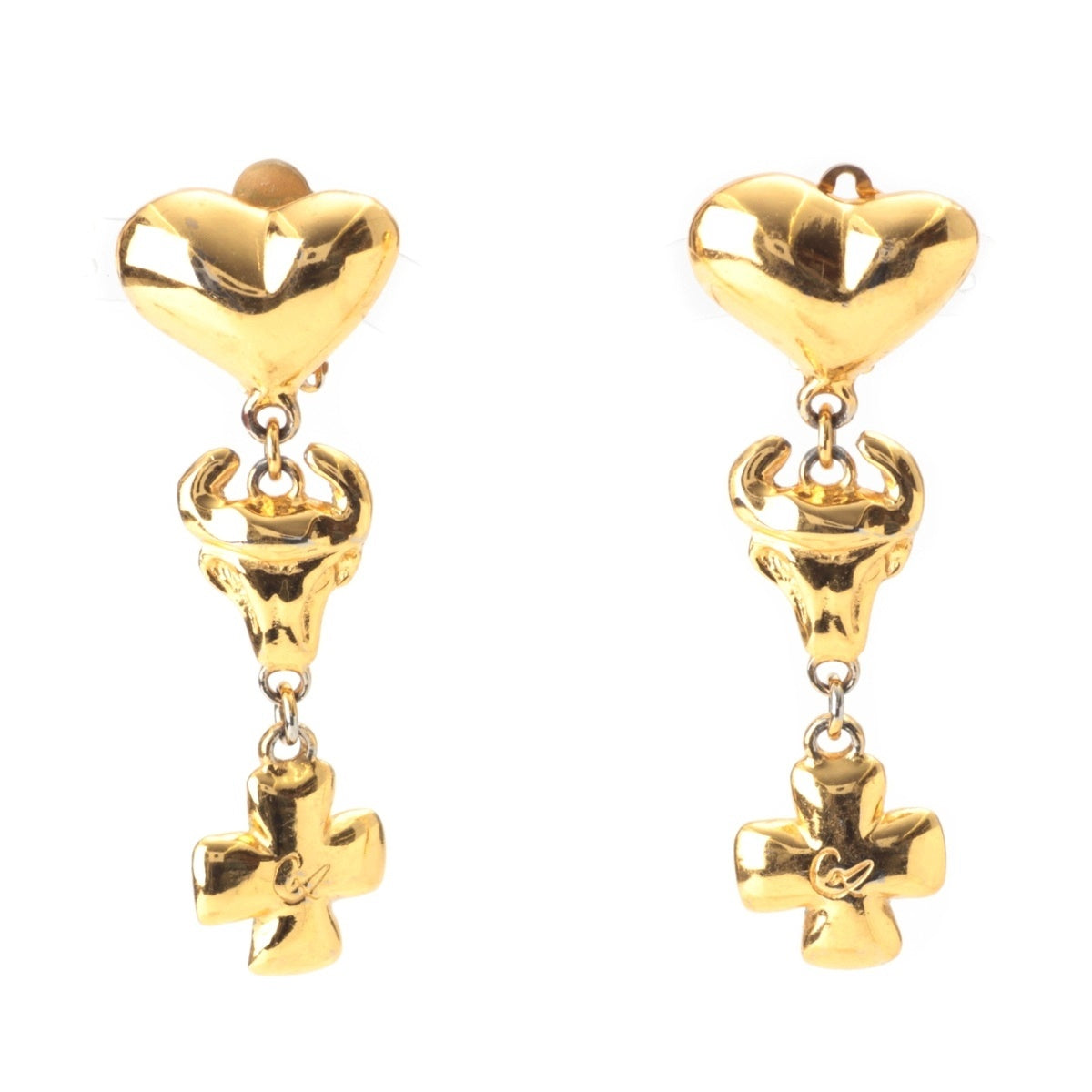 Christian Lacroix Heart Buffalo Motif Earring gold